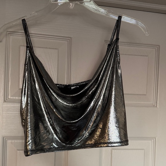 Divided Tops - Divided Shimmering Silver Crop Top